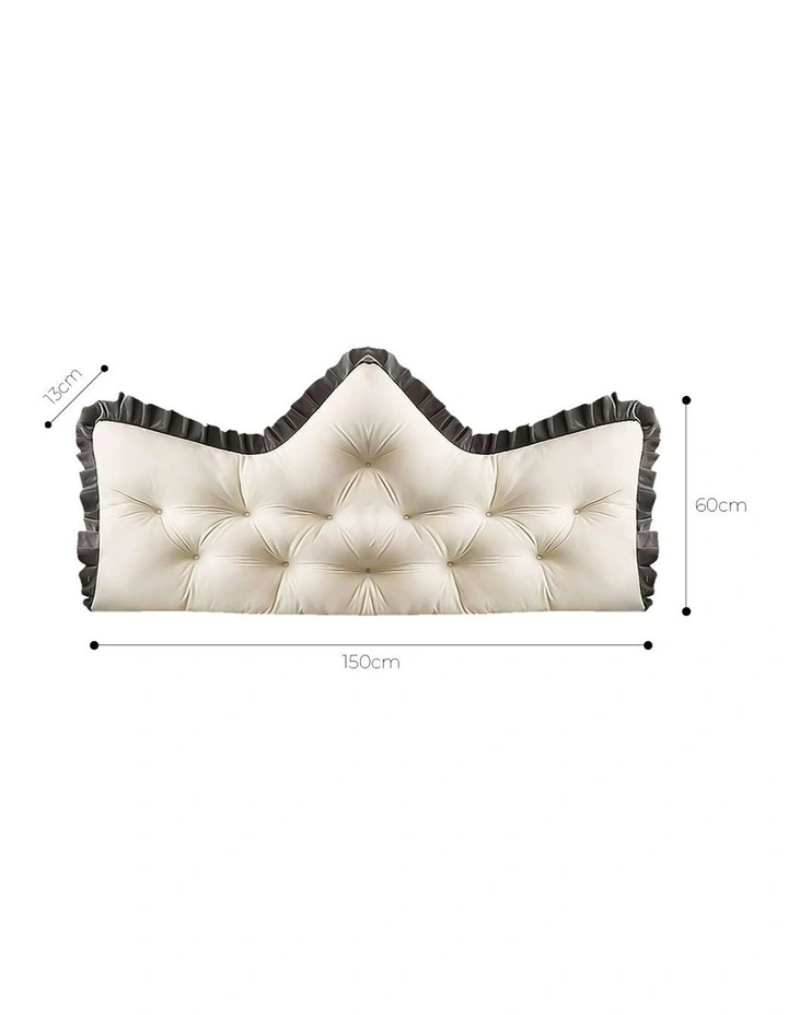 Tufted Crown Headboard Backrest Pillow 150cm in Cream image 5