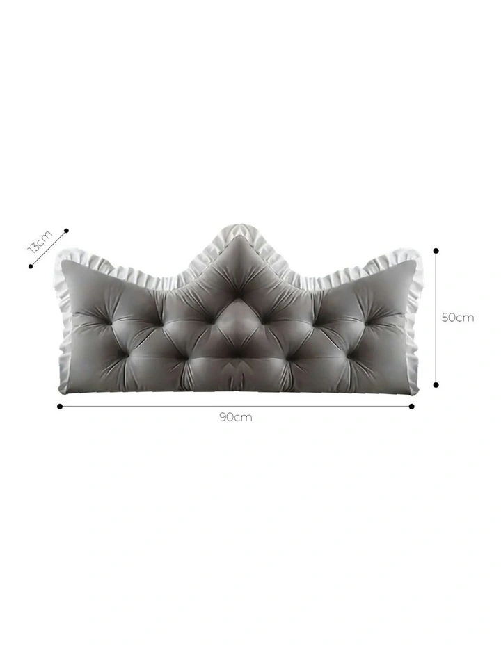 Crown Pillow Tufted Headboard Cushion 90cm in Grey image 5