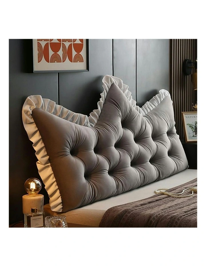 Crown Pillow Tufted Headboard Cushion 120cm in Grey image 2