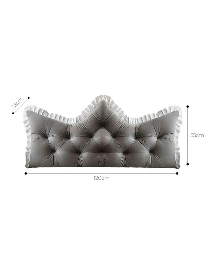 Crown Pillow Tufted Headboard Cushion 120cm in Grey image 5