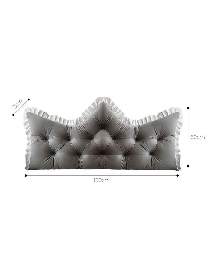 Crown Pillow Tufted Headboard Cushion 150cm in Grey image 5