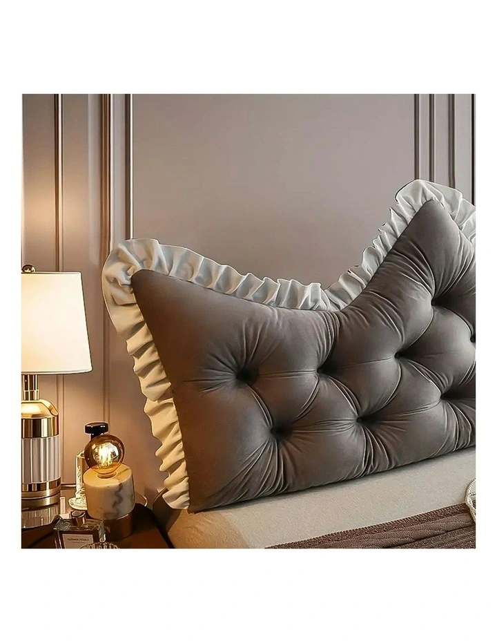 Crown Pillow Tufted Headboard Cushion 150cm in Grey image 7