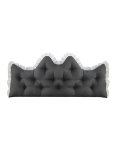 Crown Pillow Tufted Headboard Cushion 90cm in Charcoal