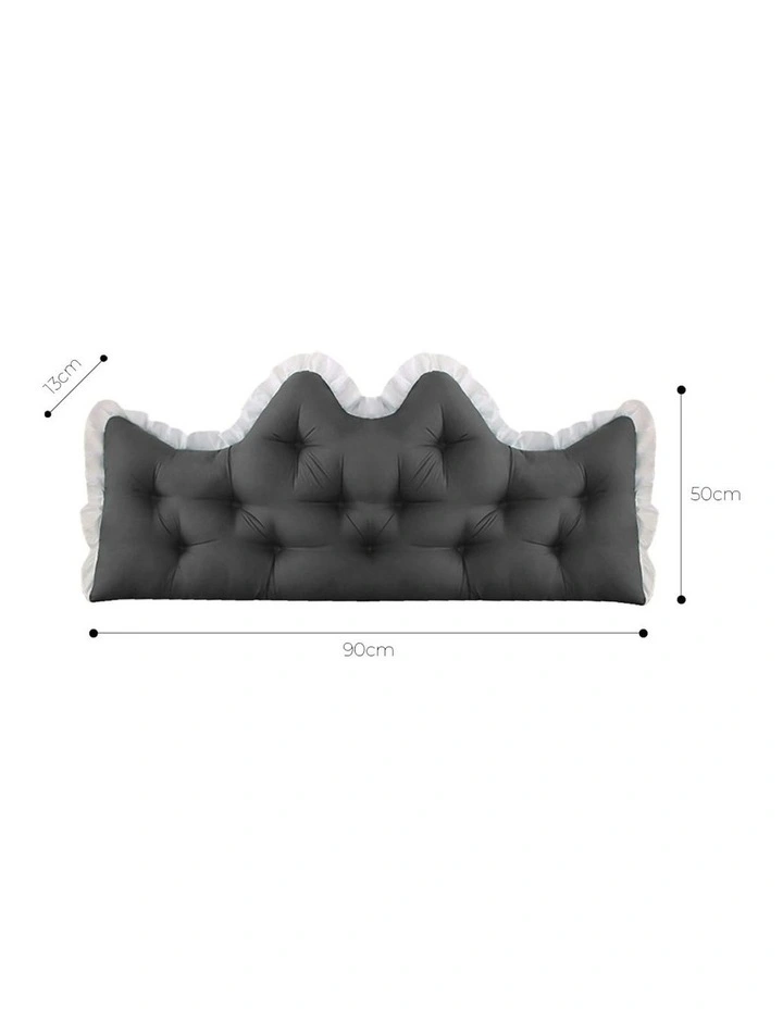 Crown Pillow Tufted Headboard Cushion 90cm in Charcoal image 5
