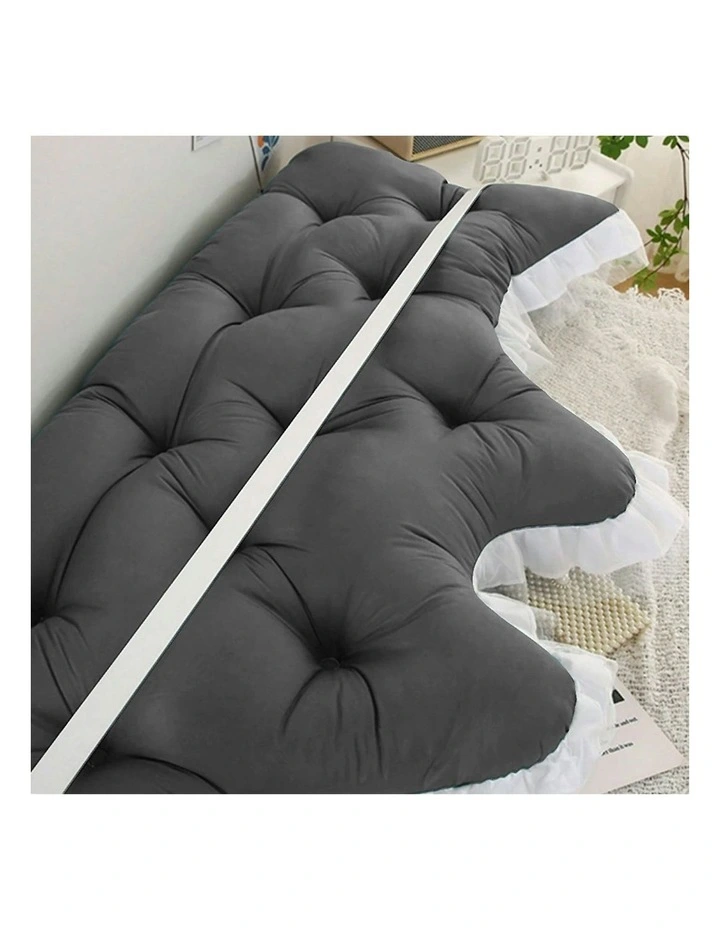 Crown Pillow Tufted Headboard Cushion 90cm in Charcoal image 6