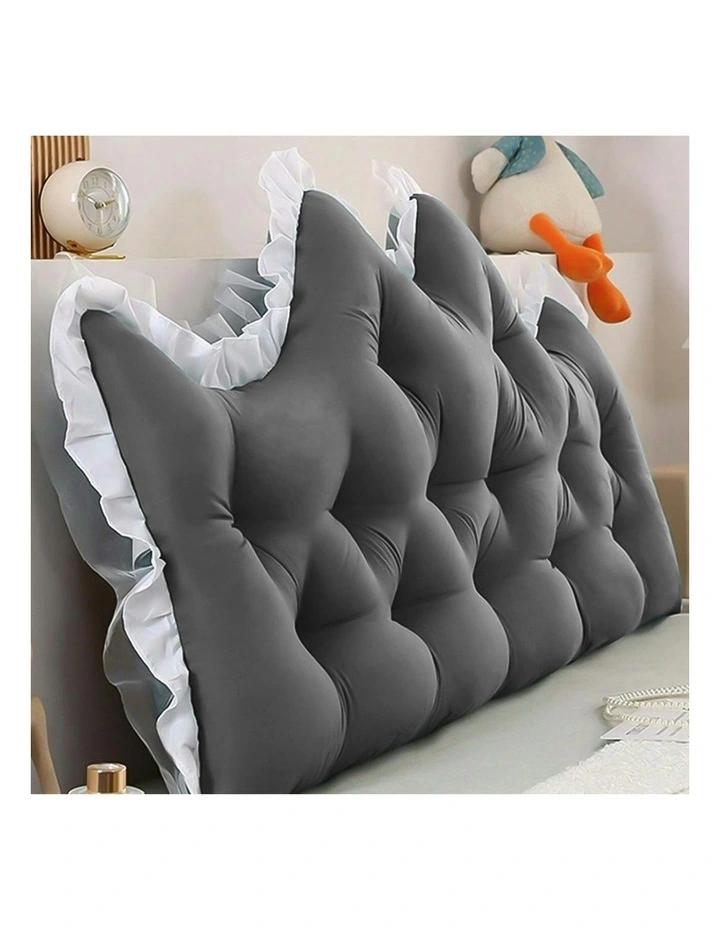 Crown Pillow Tufted Headboard Cushion 120cm in Charcoal image 2