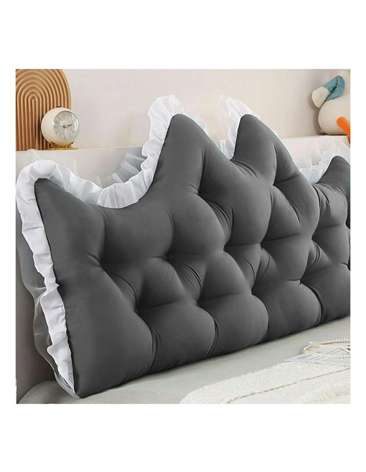 Crown Pillow Tufted Headboard Cushion 120cm in Charcoal image 3