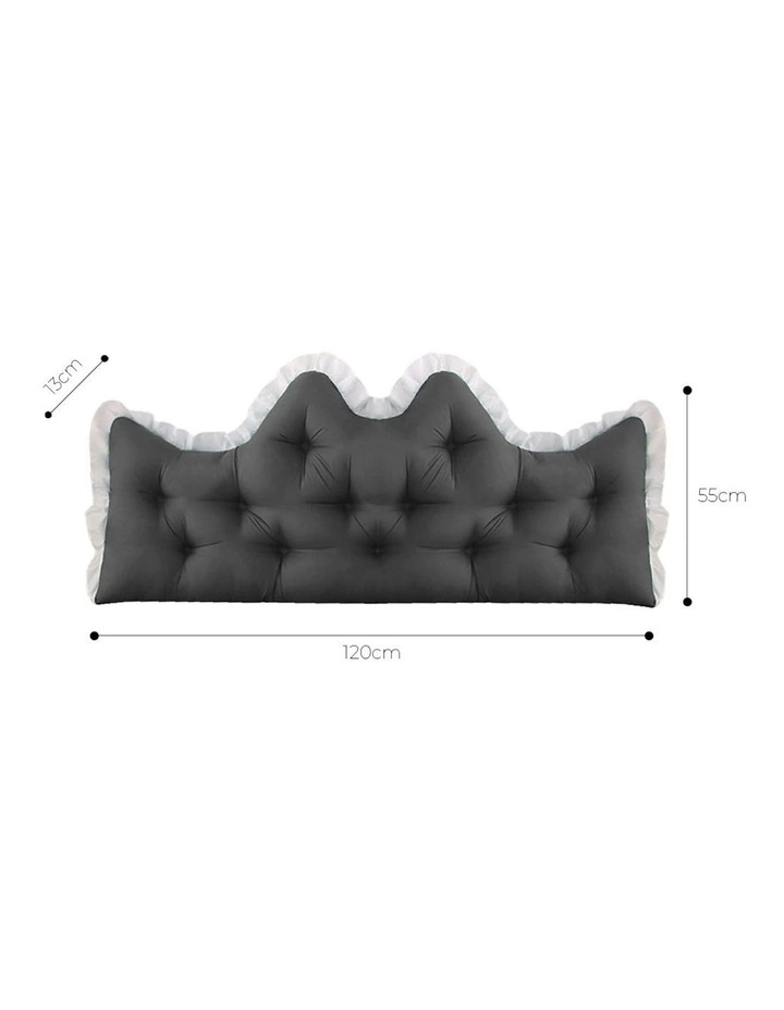 Crown Pillow Tufted Headboard Cushion 120cm in Charcoal image 5