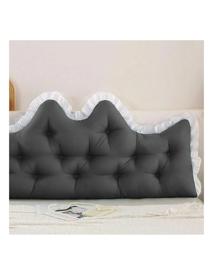 Crown Pillow Tufted Headboard Cushion 120cm in Charcoal image 7