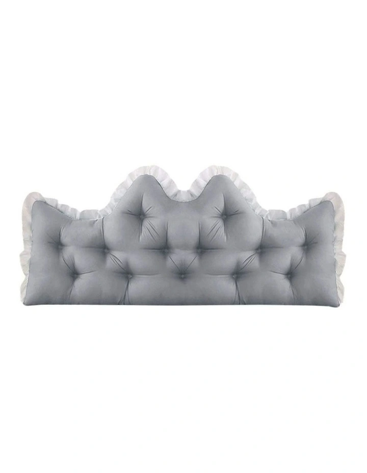 Crown Pillow Tufted Headboard Cushion 120cm in Light Grey image 1