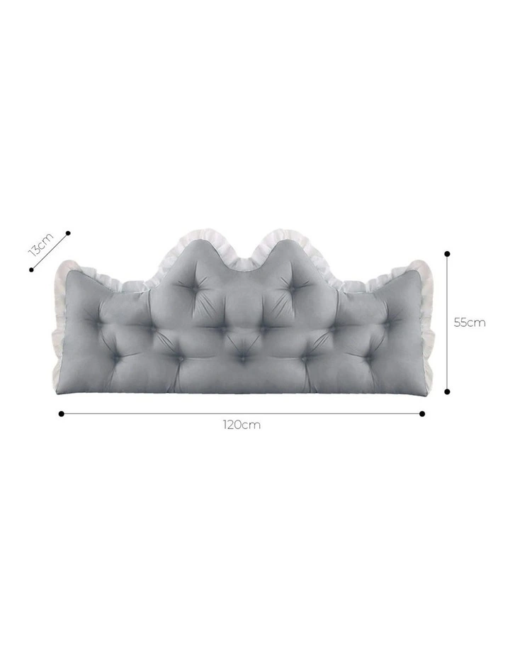 Crown Pillow Tufted Headboard Cushion 120cm in Light Grey image 5