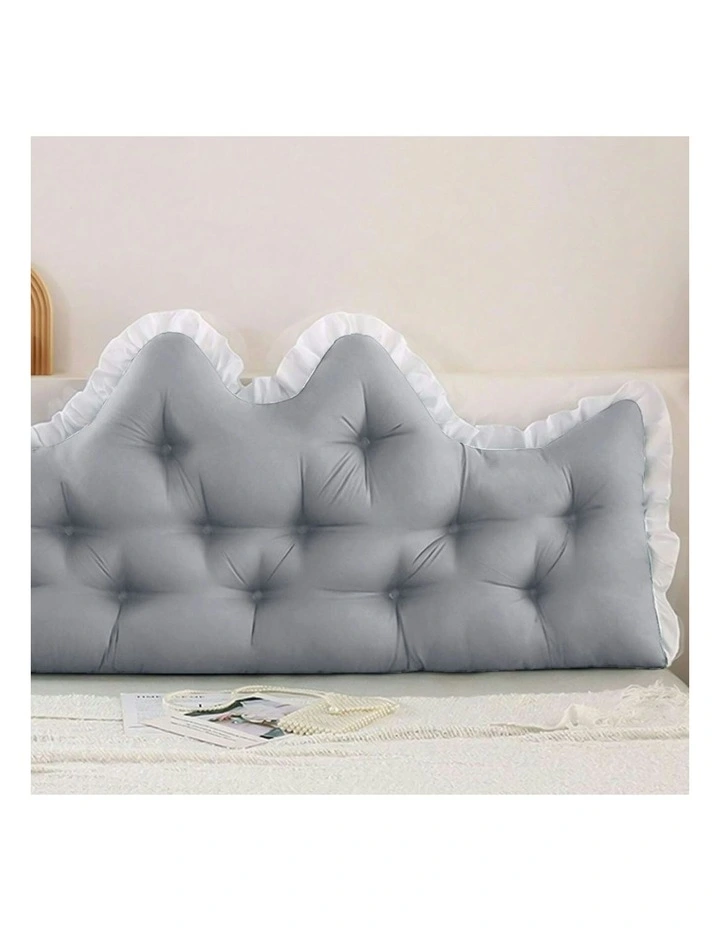 Crown Pillow Tufted Headboard Cushion 120cm in Light Grey image 7