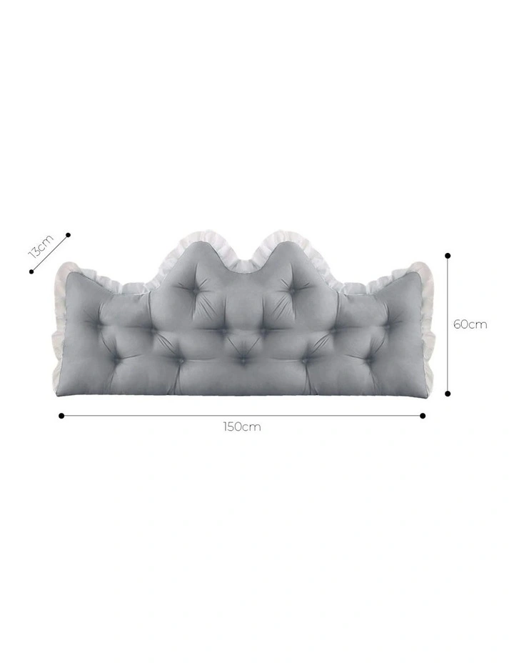 Crown Pillow Tufted Headboard Cushion 150cm in Light Grey image 5