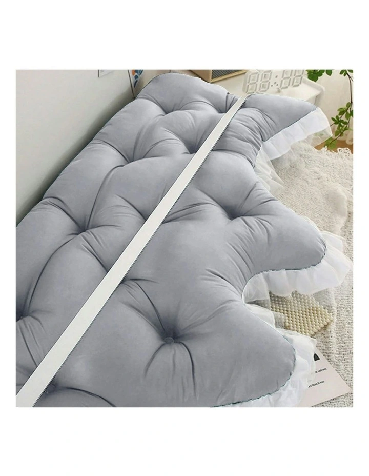 Crown Pillow Tufted Headboard Cushion 150cm in Light Grey image 6