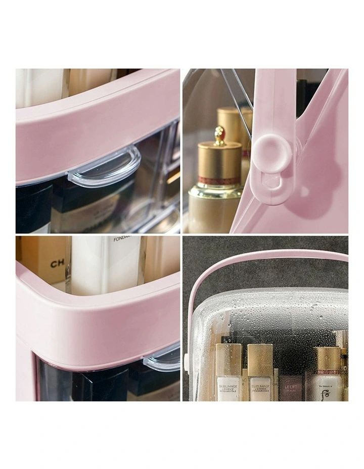 2 Tier Countertop Makeup Cosmetic Storage Organiser in Pink image 5