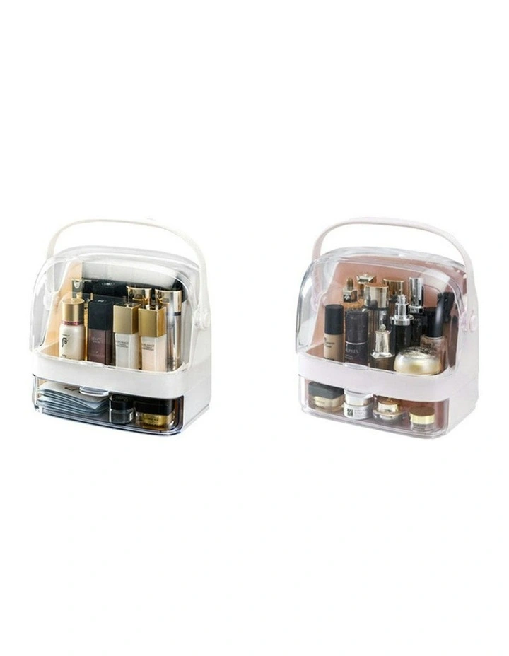 2 Tier Countertop Makeup Cosmetic Storage Organiser in Pink image 6