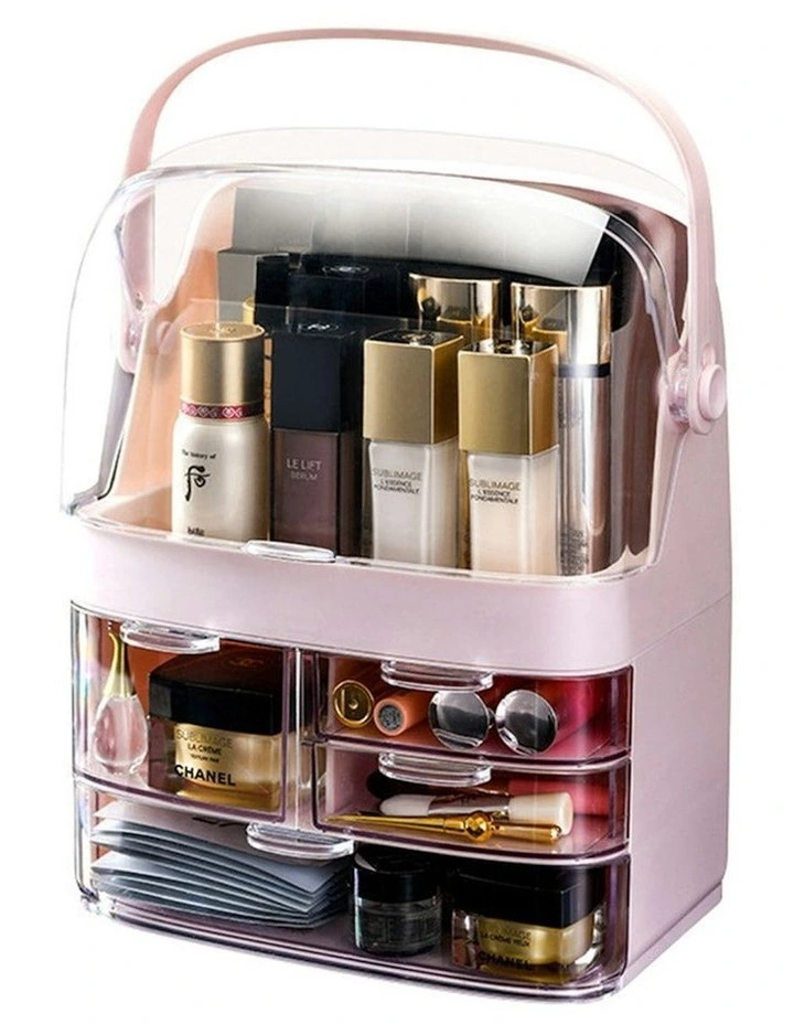 3 Tier Countertop Makeup Cosmetic Storage Organiser in Pink image 1