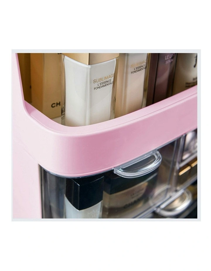 3 Tier Countertop Makeup Cosmetic Storage Organiser in Pink image 2