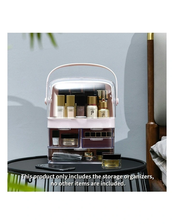 3 Tier Countertop Makeup Cosmetic Storage Organiser in Pink image 3