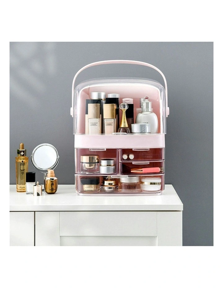 3 Tier Countertop Makeup Cosmetic Storage Organiser in Pink image 5