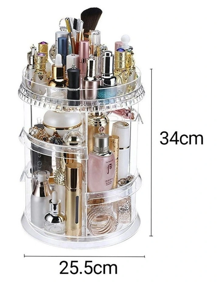 360 Degree Rotating Makeup Organiser in Clear image 2