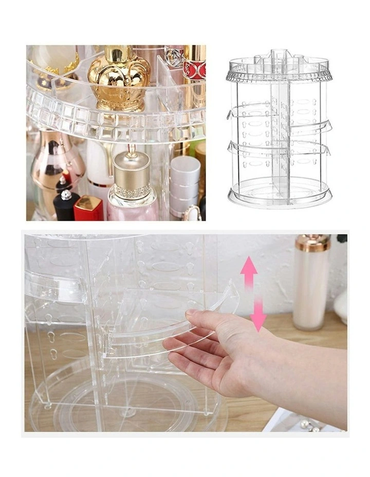 360 Degree Rotating Makeup Organiser in Clear image 3