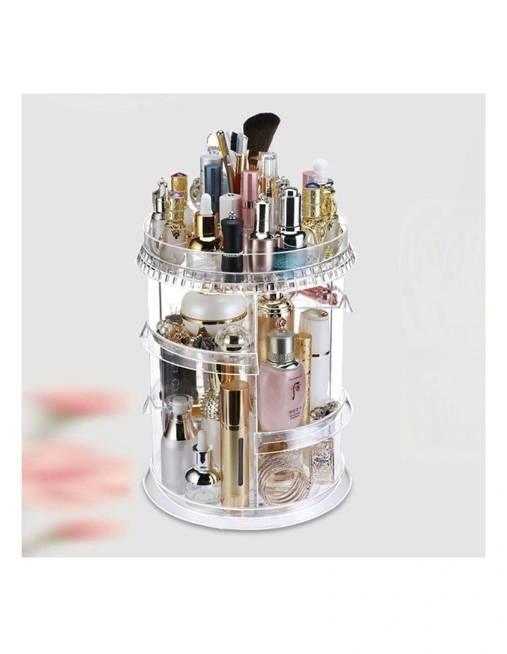360 Degree Rotating Makeup Organiser in Clear image 5