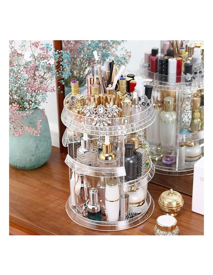 360 Degree Rotating Makeup Organiser in Clear image 6