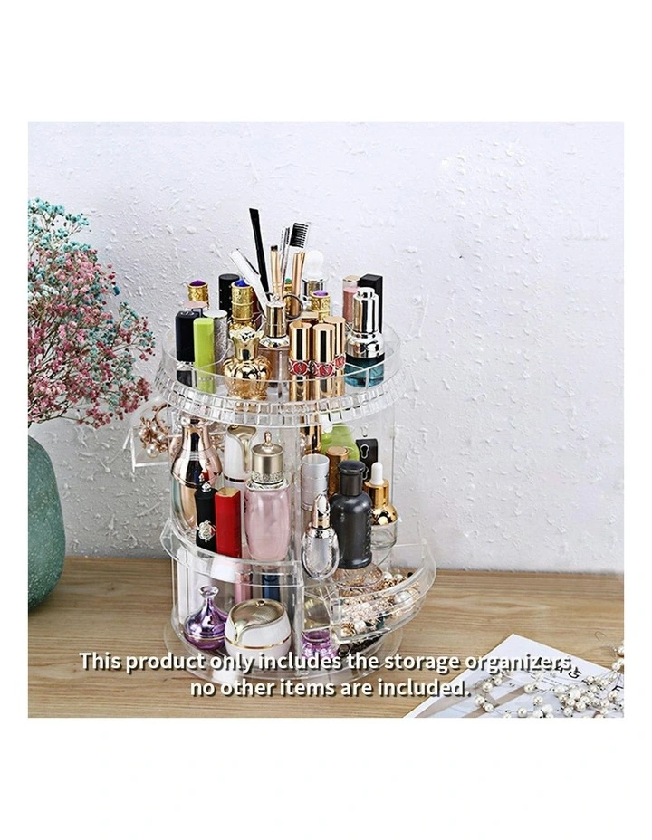 360 Degree Rotating Makeup Organiser in Clear image 7
