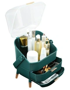 Countertop Makeup Cosmetic Storage Box in Green