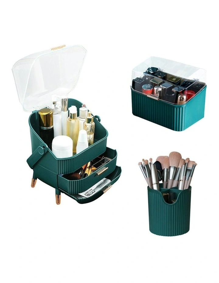 Cosmetic Jewelry Storage Organiser Set in Green image 1