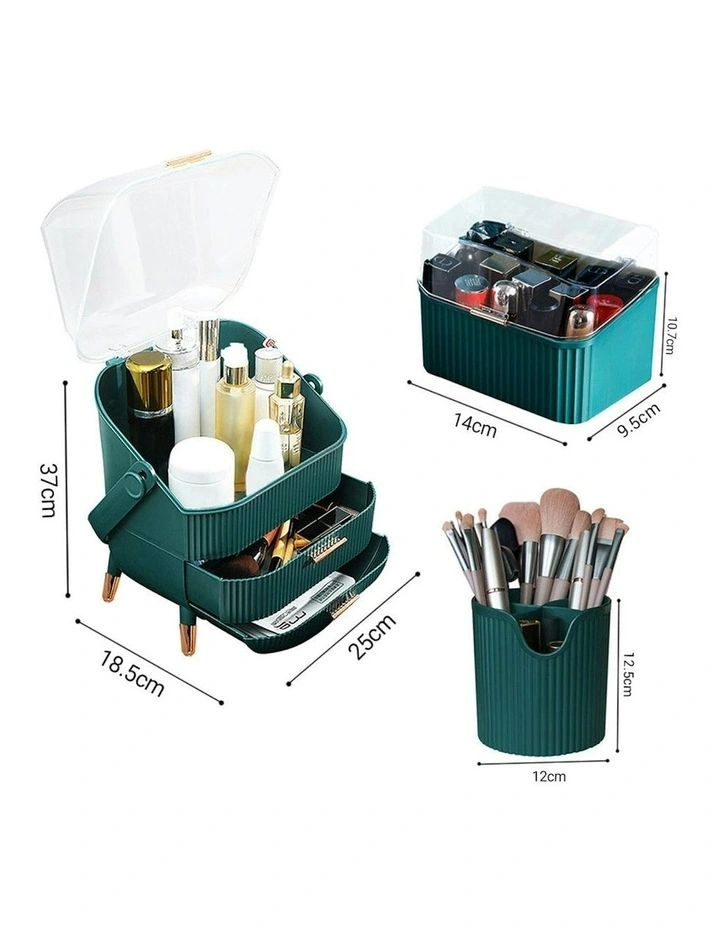 Cosmetic Jewelry Storage Organiser Set in Green image 7