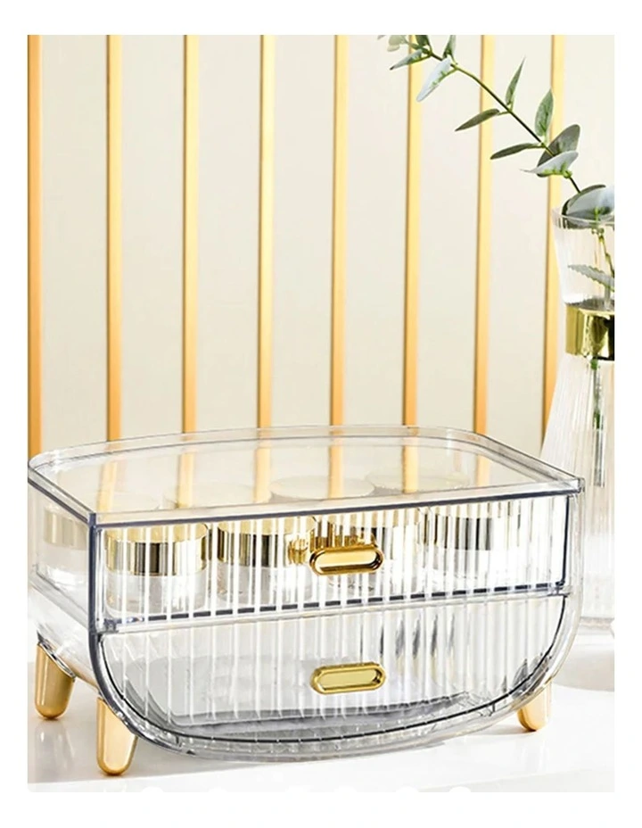 2 Tier Makeup Skincare Storage Organizer in Clear image 2
