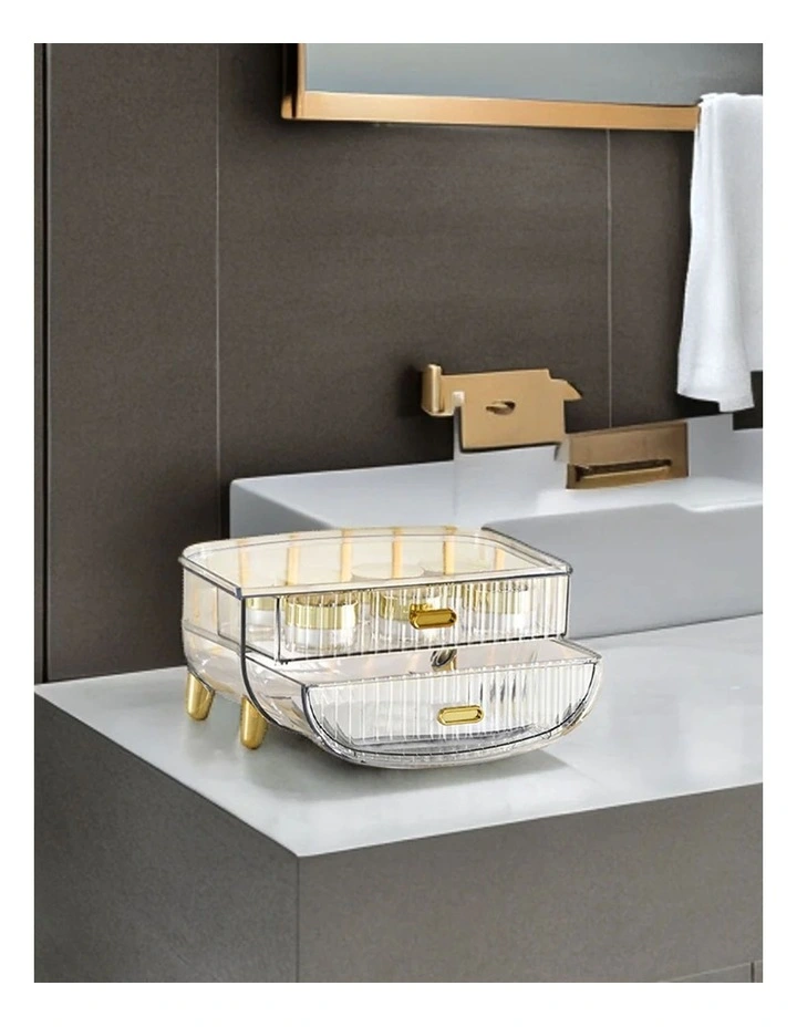 2 Tier Makeup Skincare Storage Organizer in Clear image 3