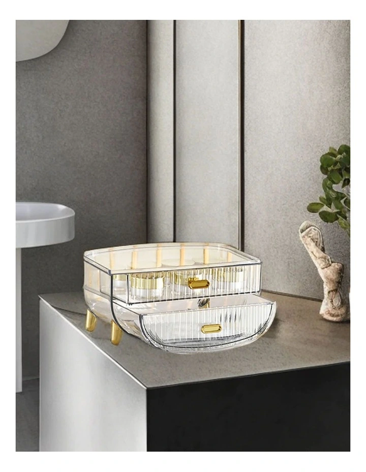 2 Tier Makeup Skincare Storage Organizer in Clear image 4