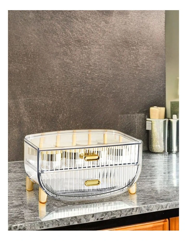 2 Tier Makeup Skincare Storage Organizer in Clear image 5
