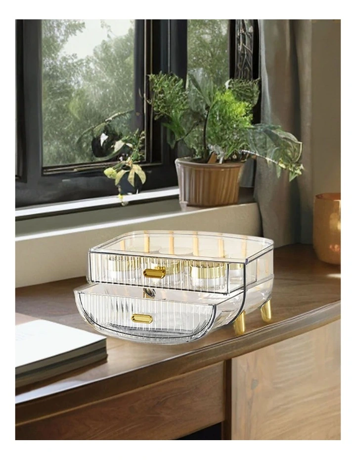 2 Tier Makeup Skincare Storage Organizer in Clear image 7