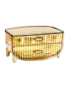 Makeup Skincare Storage Organizer with Drawer and Cabinet in Gold