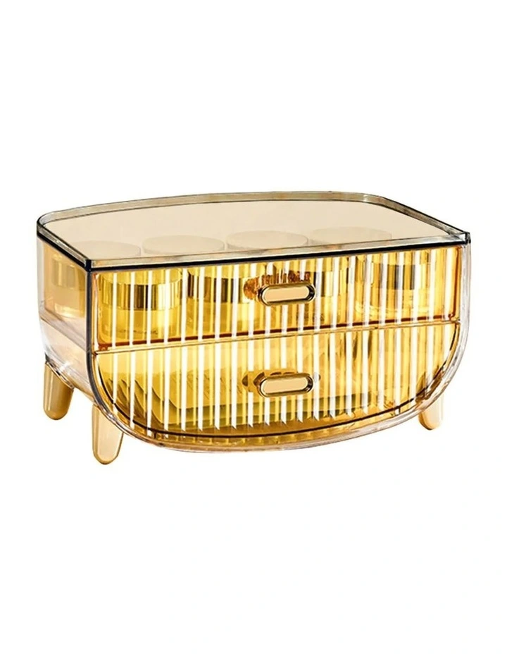 Makeup Skincare Storage Organizer with Drawer and Cabinet in Gold image 1