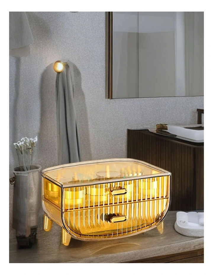 Makeup Skincare Storage Organizer with Drawer and Cabinet in Gold image 5