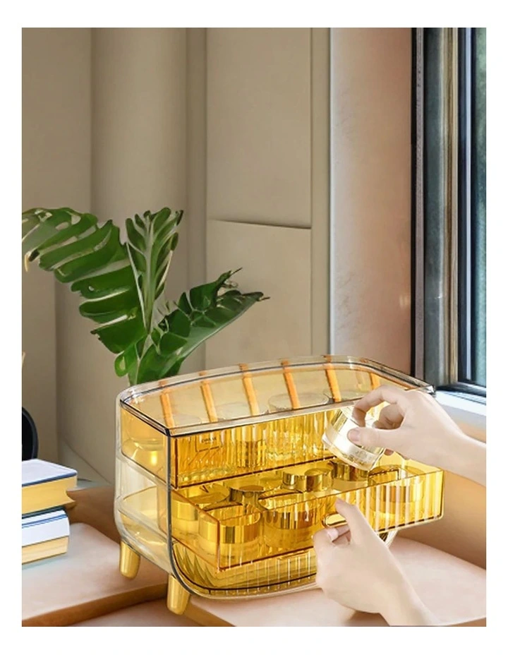 Makeup Skincare Storage Organizer with Drawer and Cabinet in Gold image 7
