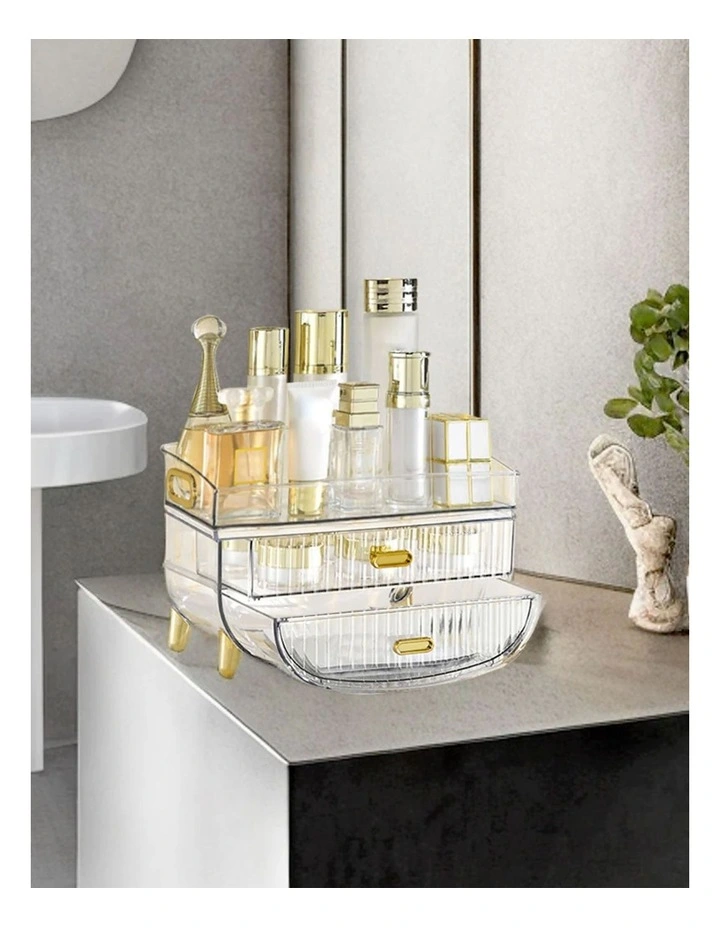Makeup Skincare Storage Organizer With Drawer And Cabinet in Clear image 3