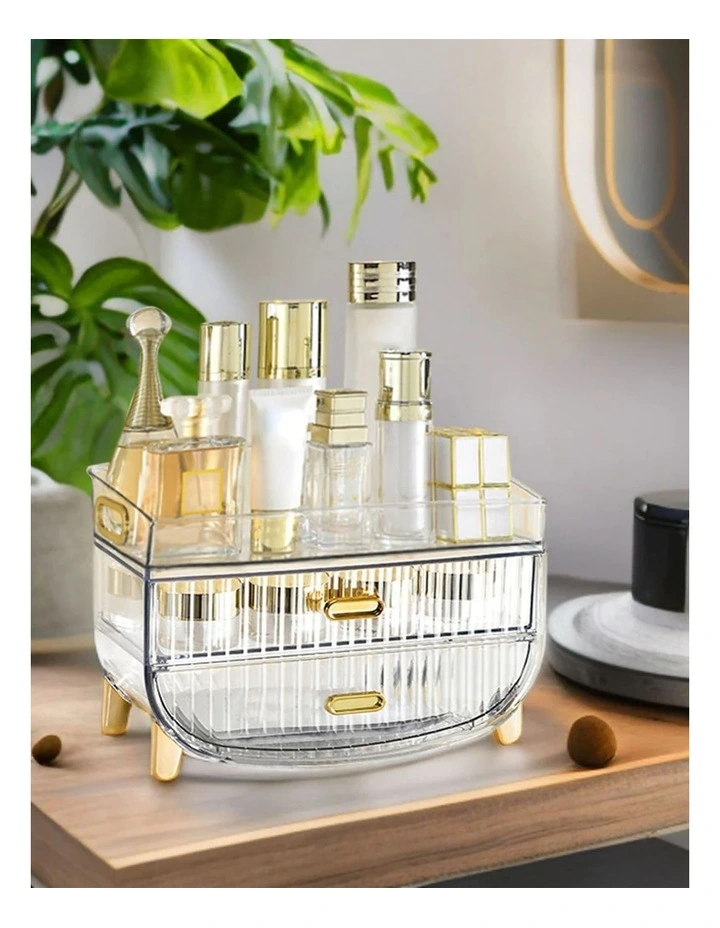 Makeup Skincare Storage Organizer With Drawer And Cabinet in Clear image 4