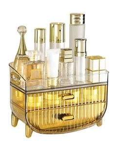 Makeup Skincare Storage Organizer With Drawer And Cabinet in Gold