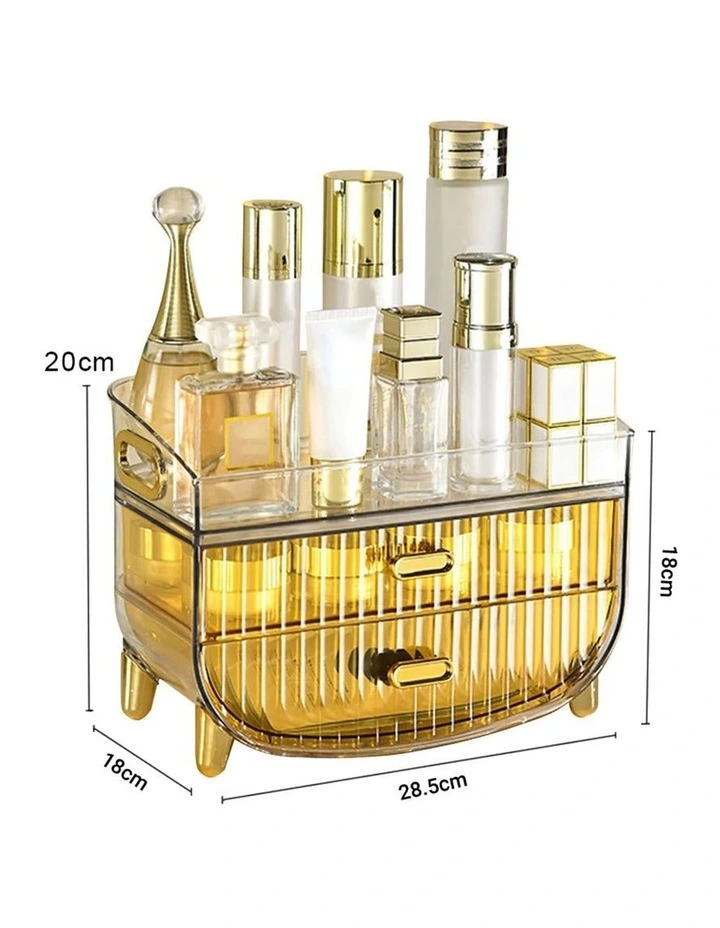 Makeup Skincare Storage Organizer With Drawer And Cabinet in Gold image 6