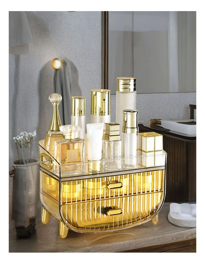 Makeup Skincare Storage Organizer With Drawer And Cabinet in Gold image 7
