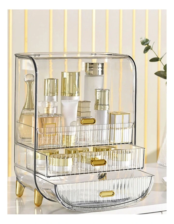Perfume Storage Display Stand With Drawer And Organizer in Clear image 2