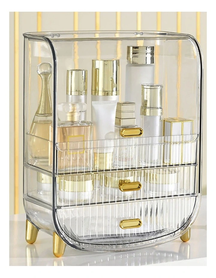 Perfume Storage Display Stand With Drawer And Organizer in Clear image 3