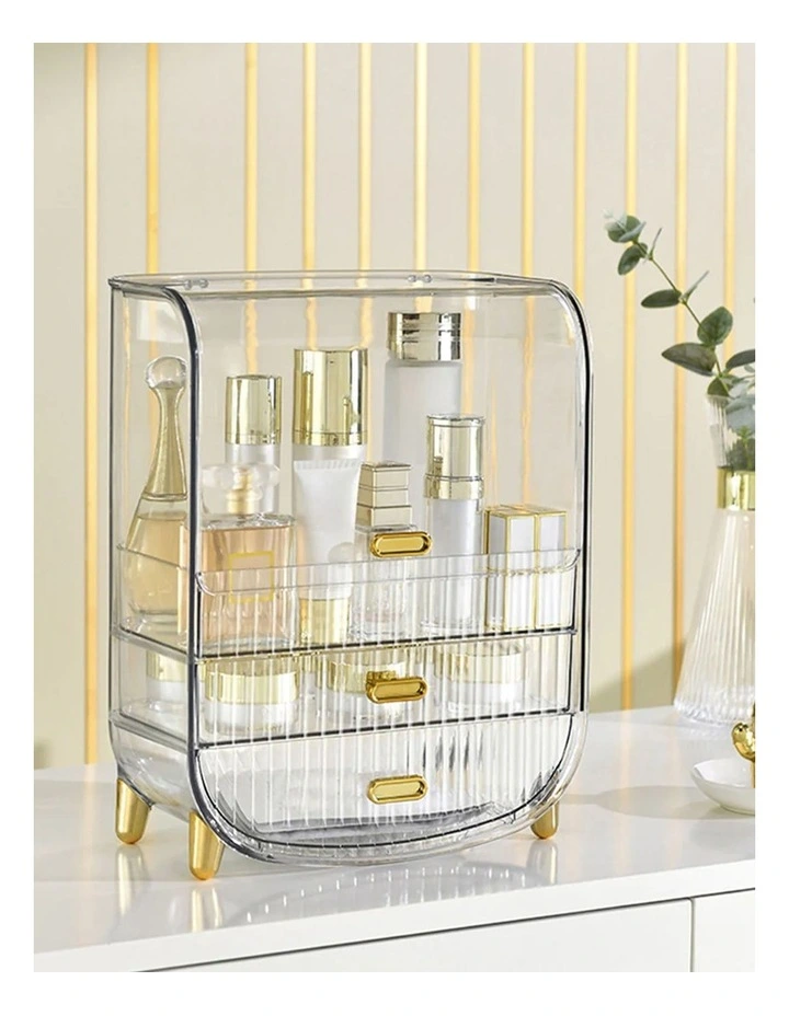 Perfume Storage Display Stand With Drawer And Organizer in Clear image 4