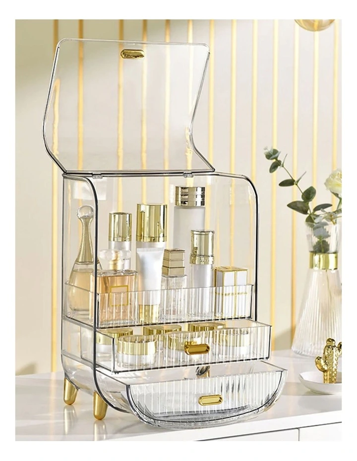 Perfume Storage Display Stand With Drawer And Organizer in Clear image 5